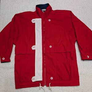 VTG French Navy Nautical Windbreaker Jacket Red Women's Size M Lined Sailing